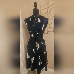 Classic True Vintage Dress With Mandarin Color & Floral Fabric